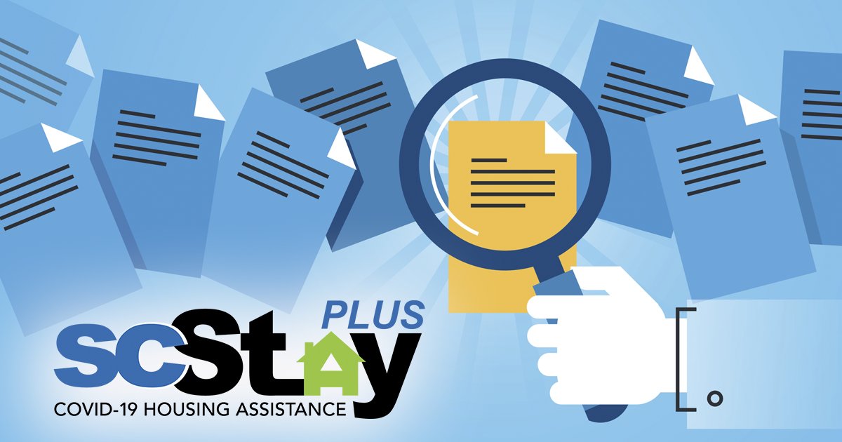 SCStateHousing's tweet photo. When applying for SC Stay Plus rent and utility assistance, make sure you submit all the required documentation. Missing just one important piece will delay processing. For questions and concerns, call 803-336-3420. #SCStayPlus https://t.co/dhBxbQX9e1