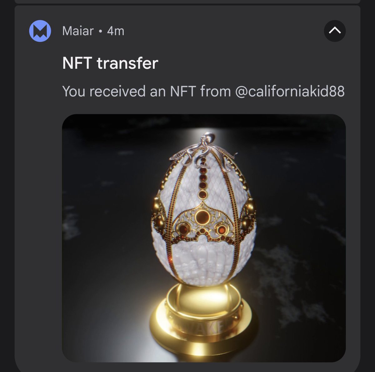 hatterscrypto's tweet photo. I have received my kwaken egg back. I have sent him the correct egg. The matter is now closed. I'd just like to thank @ElrondDucks and everyone else that got involved to help resolve the situation. The Elrond community really can be amazing. $egld https://t.co/ydPtmeEqiW