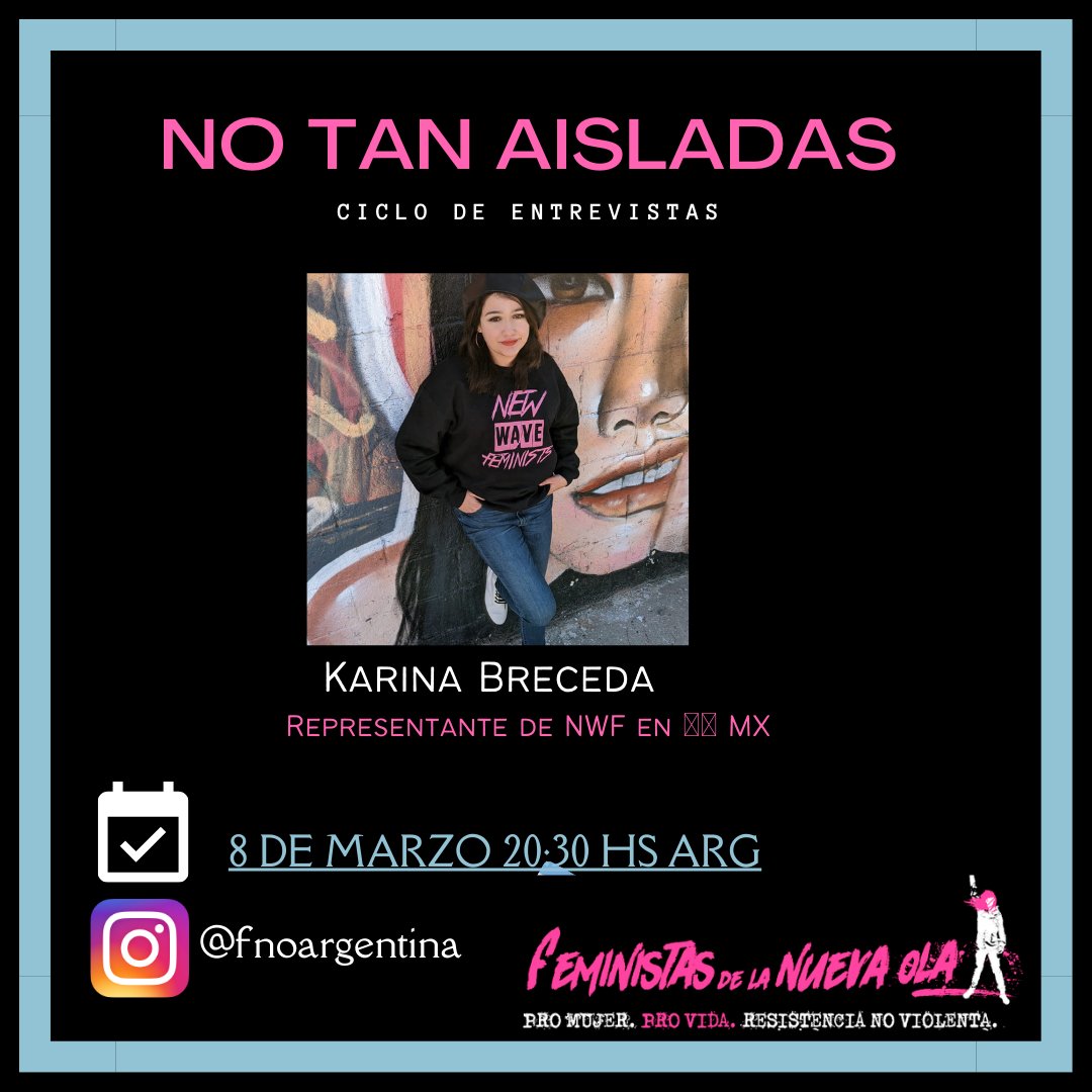 Te esperamos este 8M 20:30 ARG en Instagram.

Vuelven lo vivos.
Vamos a entrevistar a Karina Breceda de 
<a href="/NWFproTX/">New Wave Feminists</a> 

#instagramlive