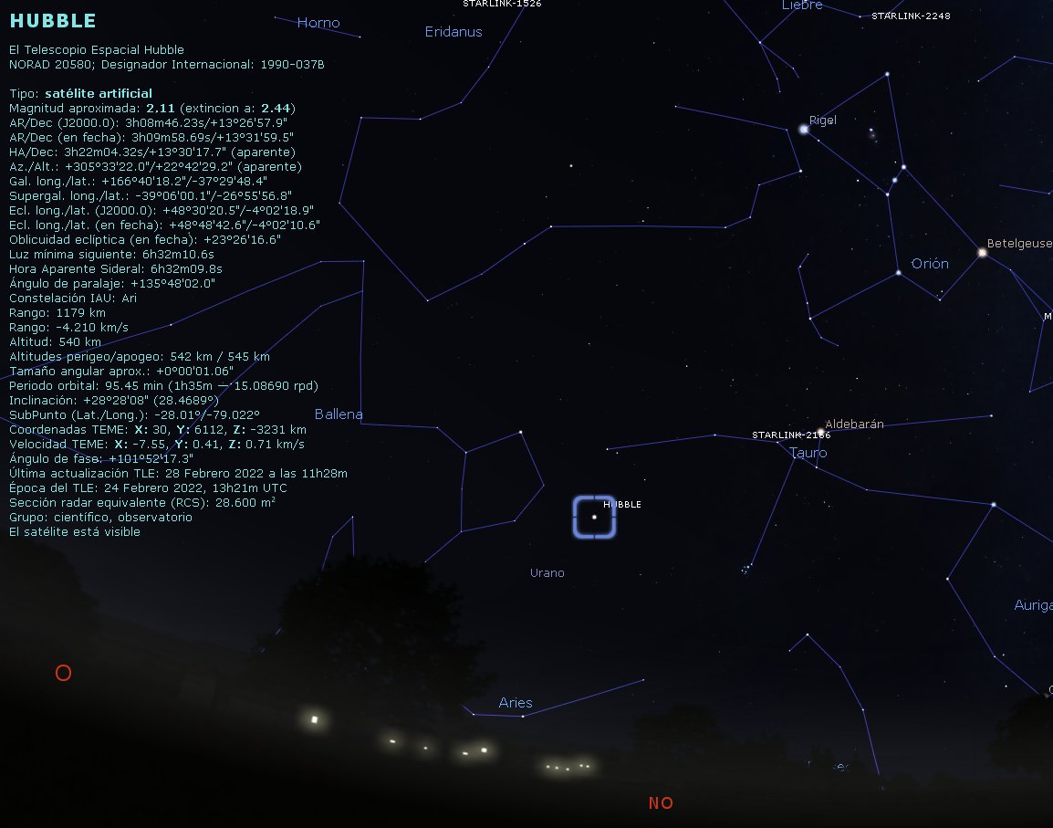 OvniChile1's tweet photo. ATENCION AL CIELO ESTA NOCHE 28FEB22 

TRANSITO DEL TELESCOPIO ESPACIAL HUBBLE POR LOS CIELOS DE #LASERENA Y CUARTA REGION

MIRAR A PARTIR DE LAS 21:37 AL OESTE CONSTELACION CETUS LA BALLENA

TÉRMINO CANIS MINORIS 21:42 

SIEMPRE HAY ALGO ALLA ARRIBA QUE ESPERA SER DECUBIERTO https://t.co/6NlPv5xCCd