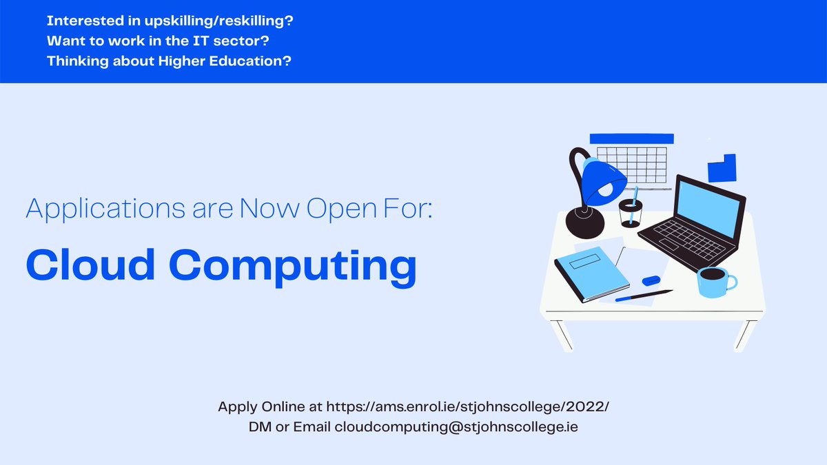 CloudCompCCFET's tweet photo. Applications are now open for #CloudComputing at @stjohnscentral1 to learn #programming #virtualisation #hardware #networks and much more! DM or email for more info https://t.co/FbnZj2vuBC