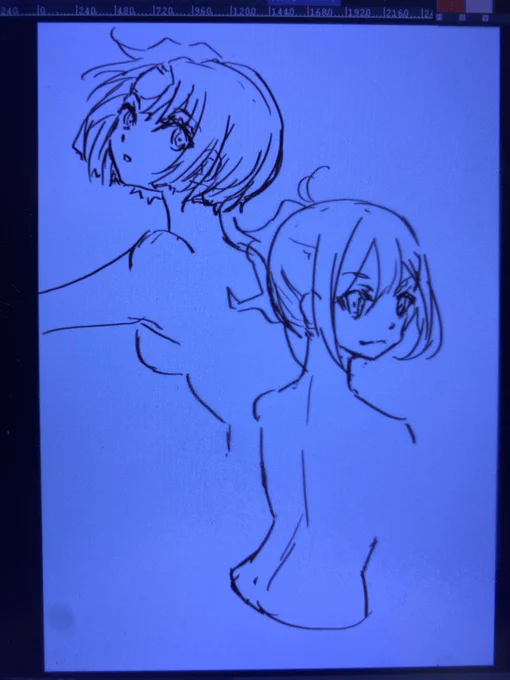 何も考えずに描いてたら案の定沼って没になったリリ奈ちゃんと柚木君 