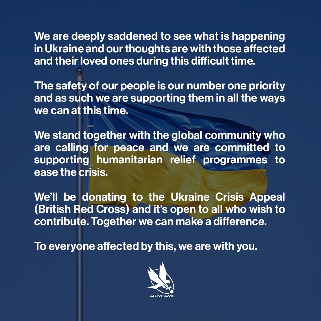 atomhawk's tweet photo. We stand in solidarity with our colleagues directly affected by what is happening in Ukraine and will continue to support them however we can through this crisis and beyond. https://t.co/jmcihWjfYI