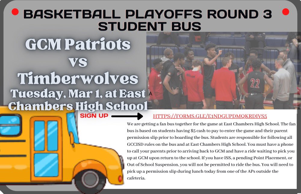 it’s that time again!! round 3 of basketball playoffs is tomorrow here is the link to sign up for the fan bus!!