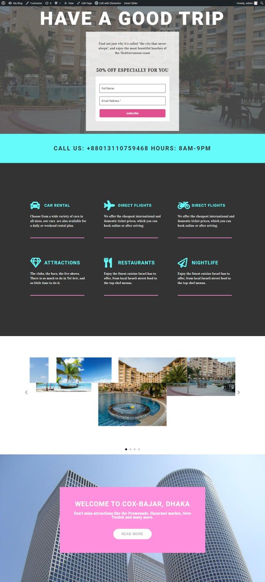coderesmail1's tweet image. travel landin page design
#wordpress #landingpage #webdeveloper #wordpresslandingpageDesign #elementorPro #elementor 
Visit Us : fiverr.com/share/wwwLwq