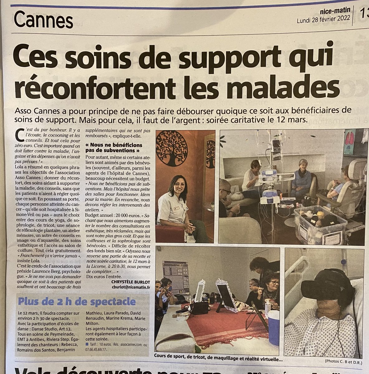 AssoCannes's tweet photo. Merci @Nice_Matin    Soins de support @hopitaldecannes https://t.co/90rkhsdq4G