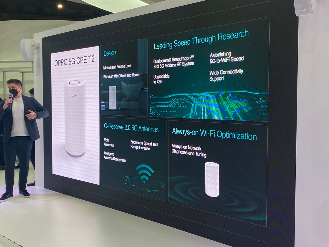 TrakinTech's tweet image. OPPO Also unveiled its latest 5G CPE device, the #OPPO5GCPET2 at #MWC22