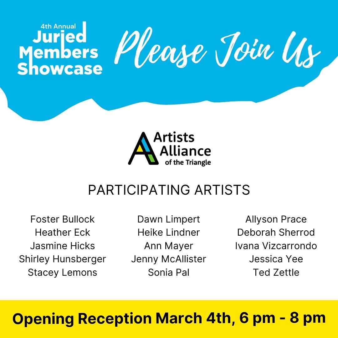 FVArts's tweet photo. 4th Annual Artists Alliance of the Triangle Juried Members Showcase. Meet the artists and see their artwork on display at the Opening Reception on Friday, 3/4 at the Fuquay-Varina Arts Center, 6 pm - 8 pm. The showcase will be displayed from 3/4-4/30 #artistsalliancetriangle https://t.co/Vt5oPMUCUV