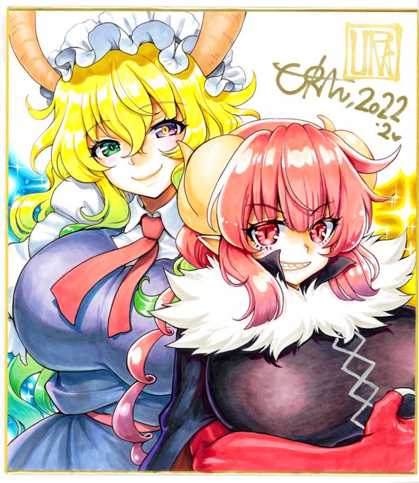 #今月描いた絵を晒そう 
ちまちま時間を作ってファンティアのリクエスト色紙描いていました。今月は10枚くらい描きました。来月もがんばる…
#アナログイラスト  #コピック #FANTIA 