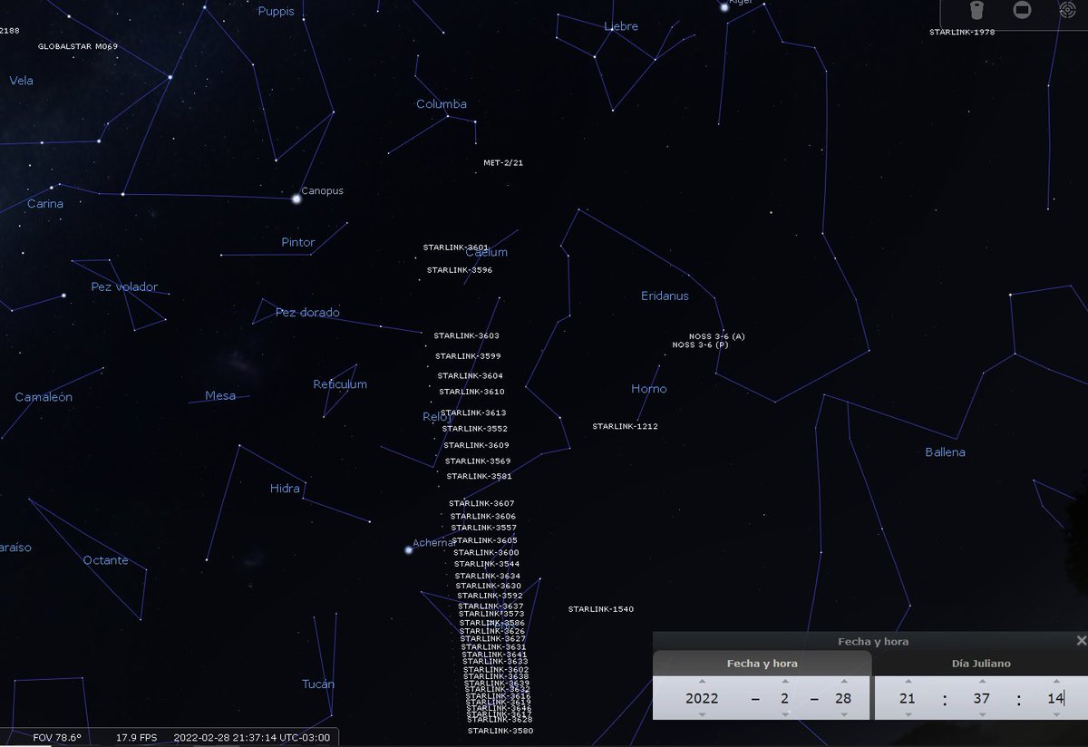 OvniChile1's tweet photo. ATENCION AL CIELO ESTA NOCHE 28FEB22 EN #LASERENA POR TRANSITO DE TREN DE SATELITES STARLINK G4-11

MIRAR AL SUROESTE A PARTIR DE LAS 21:36 CONSTELACION FENIX

#STARLINK https://t.co/ihH0cpDe2W