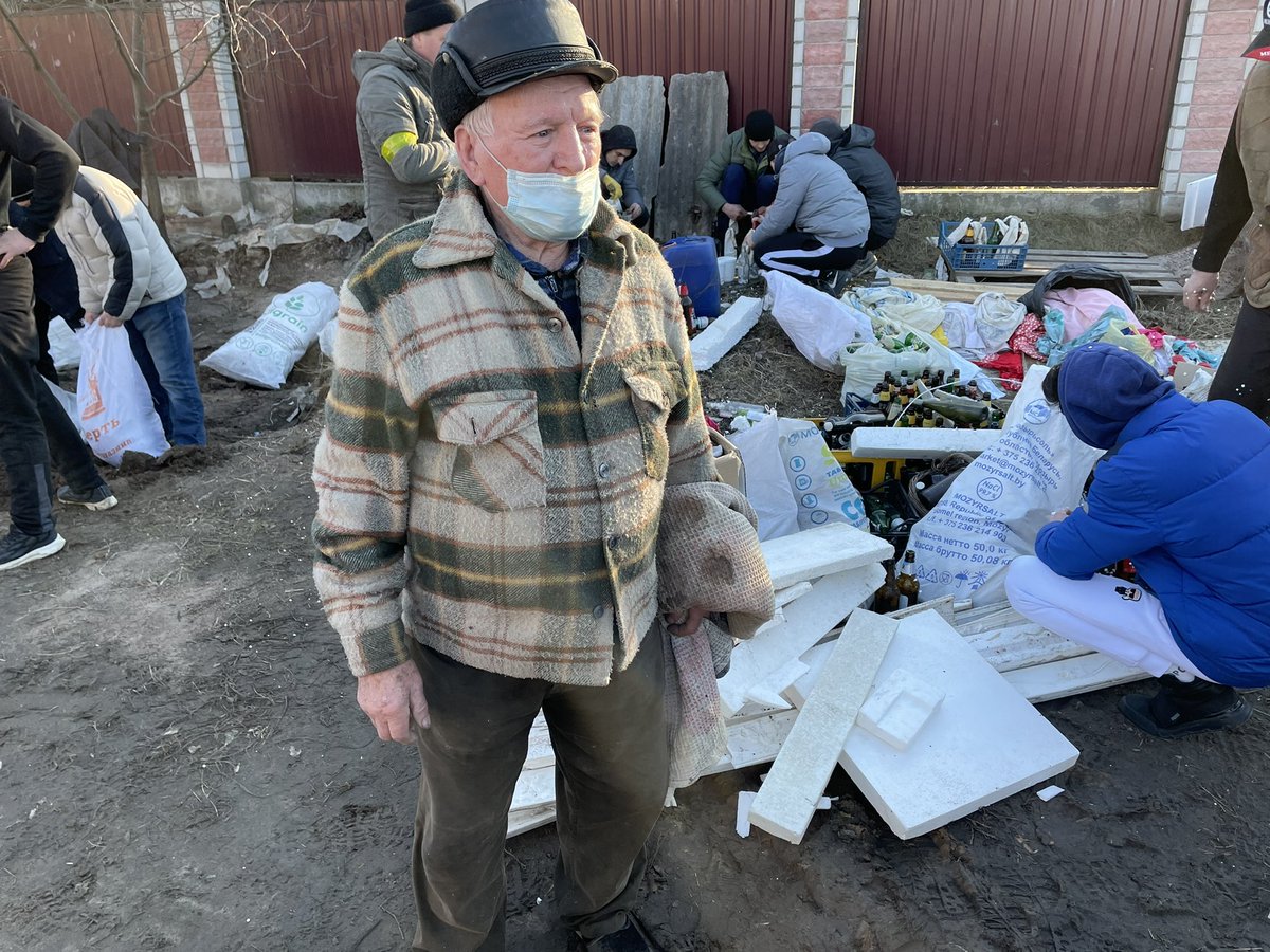 Volodymyr Kravets served in Murmansk in Soviet missile forces in 1959-60 and used to love Russia. Now he’s furious they’re invading and came to pick up Molotov cocktails. 

“I tried to buy a gun but they told me I was too old, I at least want one of these to throw at the fuckers”