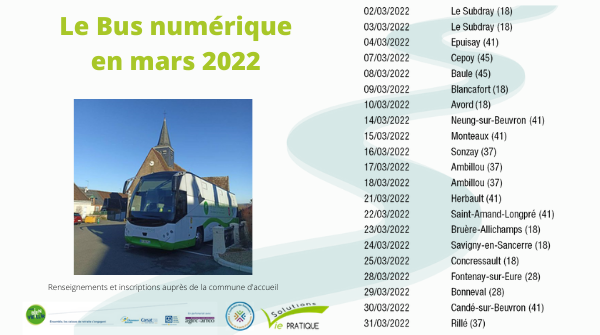 Aseptcvl's tweet photo. Le #Busnumerique sensibilise les #seniors aux outils numériques en mars dans @leloiret @departement41 @departement_18 @Departement37 @eurelien 
Toutes les dates de la tournée 👉https://t.co/O2F5xsCYIX
💻inscriptions aux ateliers gratuits auprès de la commune d'accueil https://t.co/1c481fk3tj