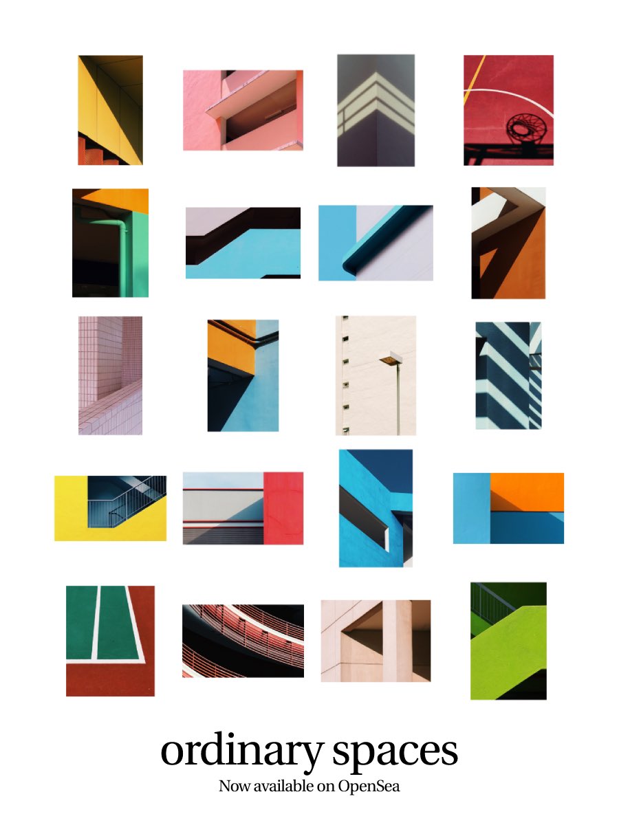 G’day fam! ✨

I’m happy to announce that Ordinary Spaces has officially dropped on <a href="/opensea/">OpenSea</a>! 

🔸15/20 pieces available
🔸0.225 $ETH / piece
🔸link &amp; details below ⤵️🧵🪡

Thanks so much for the support, I’m truly blessed 🙏🏻🚀🔥

#nftphotography #NFTCommunity
#photography