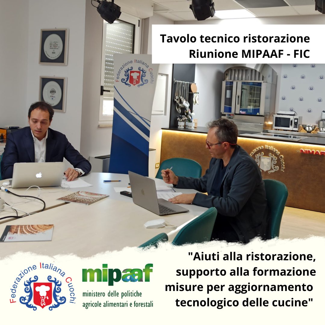 Federcuochi's tweet photo. Aiuti alla ristorazione che trasforma le eccellenze alimentari Italiane e le solidarietà di filiera,supporto alla formazione professionale e alla flessibilità nel mercato del lavoro, misure per aggiornamento tecnologico delle cucine.Stamane riunione tecnica @Mipaaf_ #Federcuochi https://t.co/G2CJQbBDkk