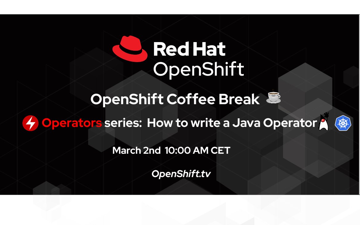 natalevinto's tweet photo. ☕ Get your espresso ready for our #Kubernetes #Operators⚡series at https://t.co/A4o04gfOgS Coffee Break on March 2nd 10 AM CET
💻🥑 @metacosm and @sebi2706 will show how to write #Java Operators on Kubernetes and @openshift with Java #OperatorSDK 
📺 YT: https://t.co/OLF1t1Tqha https://t.co/oDDN1Zm7I4