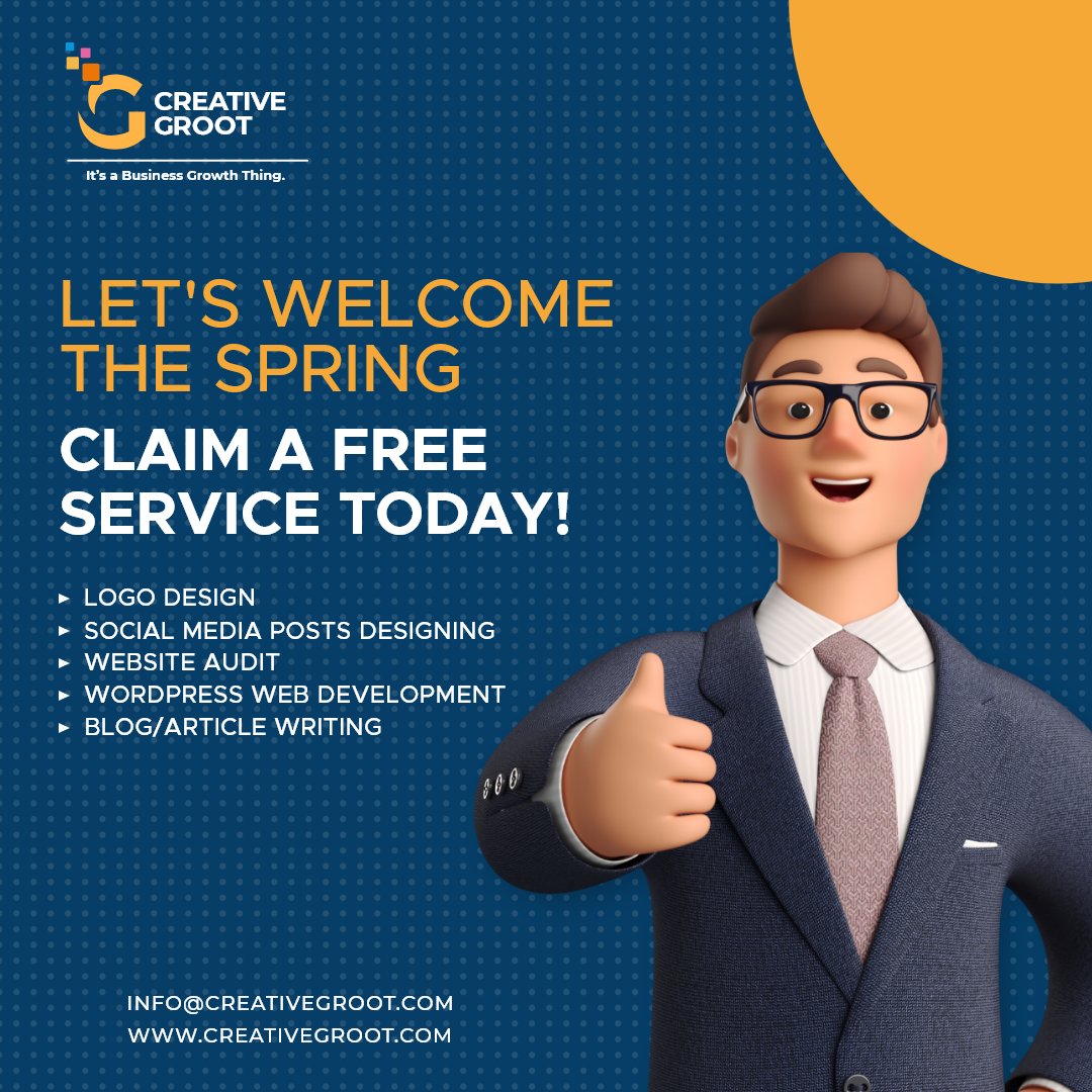 CreativeGroot's tweet image. Creative Groot is coming with a great offer to excite our clients.
We are offering FREE SERVICES for all of you.

visit our website for more information.

creativegroot.com

#LogoDesign #webdevelopment #blogging #DigitalMarketing #seoservices #marketingagency