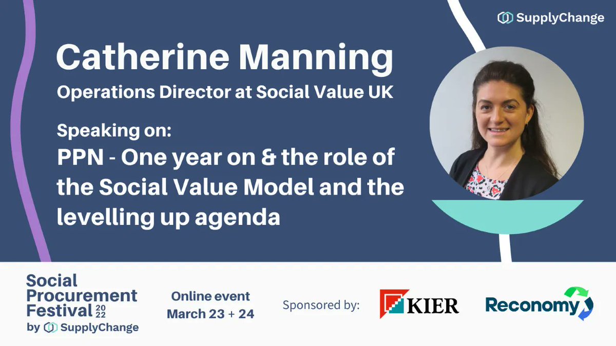 InstituteforSV's tweet photo. π£ Our Operations Director, Catherine Manning will be talking about the Social Value Model and the #levellingup agenda at this year's Social Procurement Festival by @_SupplyChange.
Register π https://t.co/JrMyKwveFl https://t.co/G5L2CojsFg