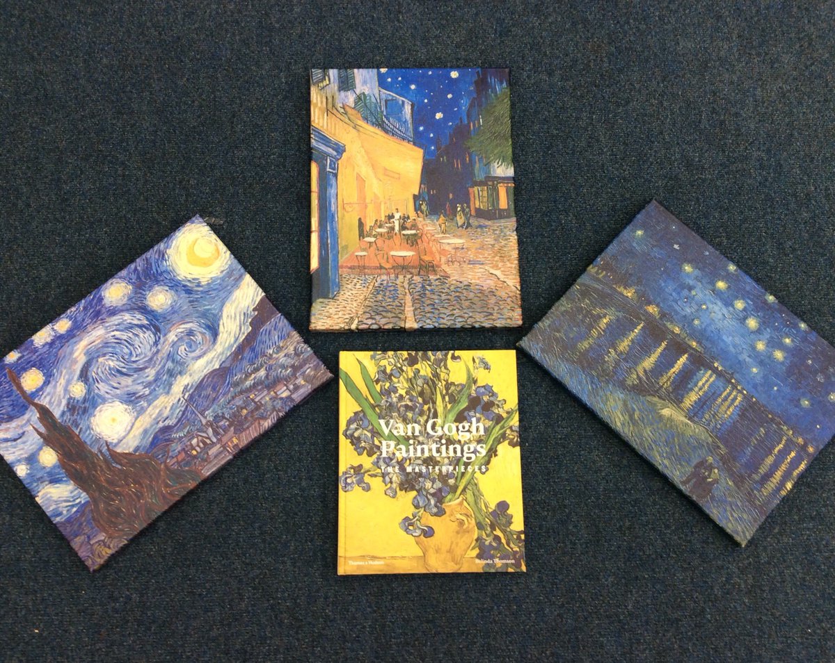 HTAClassGrim's tweet photo. In Art we have been learning about Vincent Van Gogh. We looked at some of his masterpieces. We thought about how they made us feel. After we tried to make lots of different tints of blue using only white. @HTAClassEaston #HTAArt https://t.co/Ab6yrmqL2W