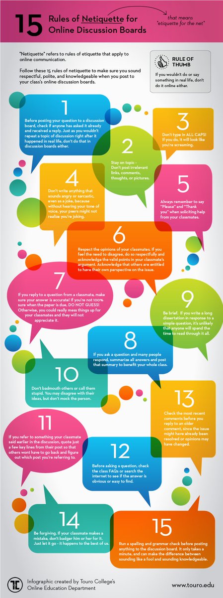 TCEA's tweet photo. 15 Key Netiquette Guidelines to Share with Your Students

https://t.co/TCqPZVgNvE 📸@educatorstech
#digcit #edtech #learning #edutwitter https://t.co/h3xmfar3qC