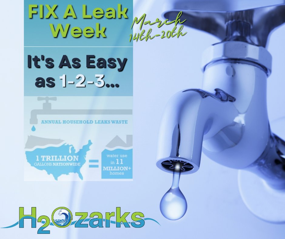 It's coming...Fix a Leak Week - Happening March 14th-20th -

DID YA KNOW?  

The average household's leaks can account for nearly 10,000 gallons of water wasted every year and ten percent of homes have leaks that waste 90 gallons or more per day! 

Tips:
epa.gov/watersense/fix…