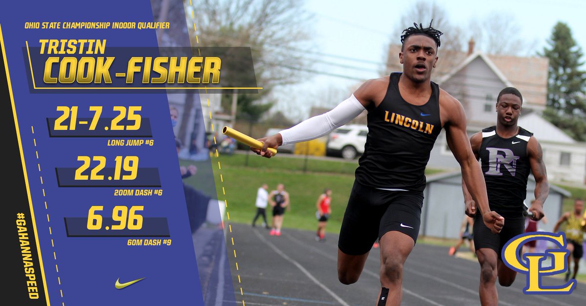 Gahanna Lincoln Boys T&F (@lincoln_tf) on Twitter photo Congratulations to 2022 Sprinter/Jumper <a href="/tristin_CF/">Tristin cook fisher</a> on qualifying for the OATCCC Ohio Indoor State Championship! He is also a qualifier in the 4x200 and 4x400 Relay 🔥 #LEAP #GahannaSpeedU <a href="/GLHS_Athletics/">Gahanna Lincoln Athletics</a> Congratulations to 2022 Sprinter/Jumper <a href="/tristin_CF/">Tristin cook fisher</a> on qualifying for the OATCCC Ohio Indoor State Championship! He is also a qualifier in the 4x200 and 4x400 Relay 🔥 #LEAP #GahannaSpeedU <a href="/GLHS_Athletics/">Gahanna Lincoln Athletics</a>