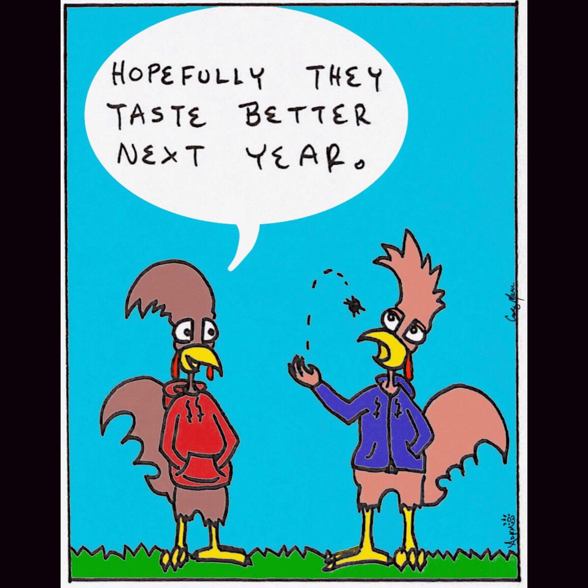 Townies_ink's tweet photo. There is a subtle yearning for spring in this one.
With four strips left we don’t wanna waste a chance to say thank you. Thank you, thank you, thank you.
•
•
Tick Talk
•
•
#thechickenstrip #comicstrip #worcesterartist #funnychickens #comicartist https://t.co/JvAAkUzNKa