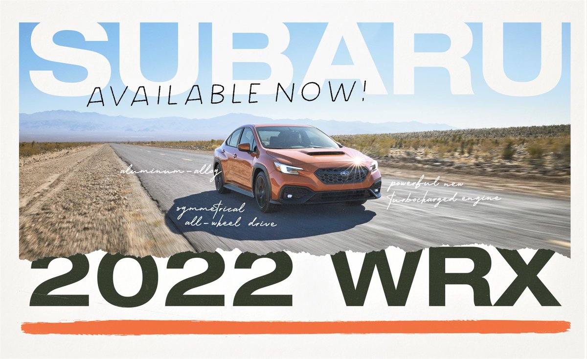 SubaruMemphisCP's tweet photo. The all-new 2022 WRX is available to order now! If you'd like to order a new WRX give us a call at 888-779-2289 or visit our website at https://t.co/MEGeUUzieF
#wrx #SubaruMemphisCP #jimkerasautomotive #subaru #memphis #midsouth #jkscp #subarumemphis #covingtonpike https://t.co/3VImc69JVj