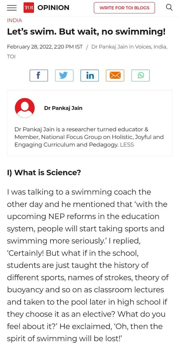 rmbtmp's tweet photo. Happy National Science Day!

And happy to share my views on Science and Science Education that appeared today- 

Let's swim. But wait, no swimming! 
https://t.co/7ZfrZ7MOyk https://t.co/00fgYbpjQb