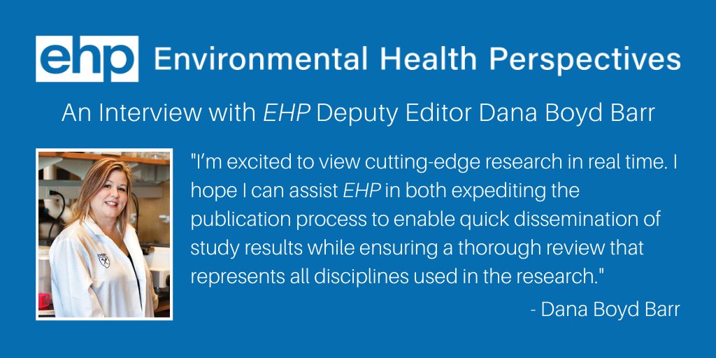 EHPonline's tweet photo. CORRECTED TWEET: NOW AVAILABLE: An Interview with EHP Deputy Editor Dana Boyd Barr. Dana discusses her extensive career in exposure assessment and editorial background. https://t.co/hT4UKKCLzi 
@DanaBoydBarr
 
@EmoryRollins
 
@EmoryHERCULES
 #EditorInterview #environmentalhealth https://t.co/Q2pVnkAmZY