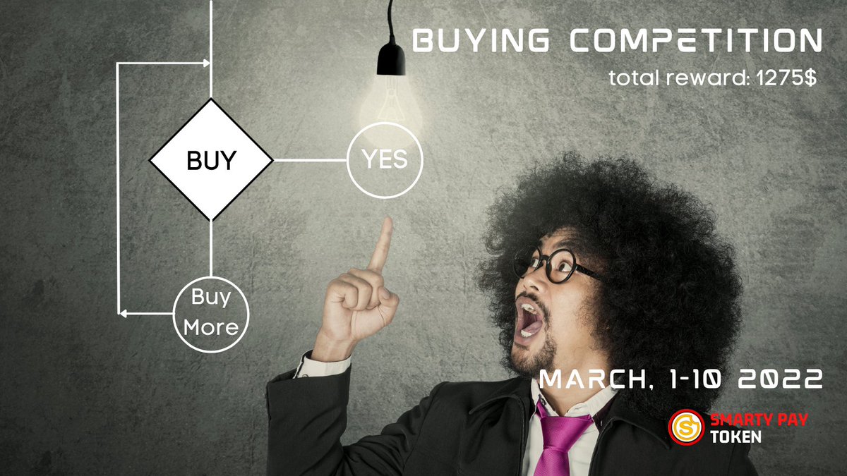 PaySmarty's tweet photo. 🔥Total Reward 1275$
1st place 100$ | 2nd (2 -10) @ 25$ | 3rd (11-20) @ 15$    (21-100) @ 10$

T&amp;C
- Minimum Buy to join the competition: 100$ SPY
- Follow SPY social media, Retweet 'Buying Competition post' &amp; Tag 3 friends 
- Selling are not allowed during the competition date https://t.co/bFFj82g1Eg