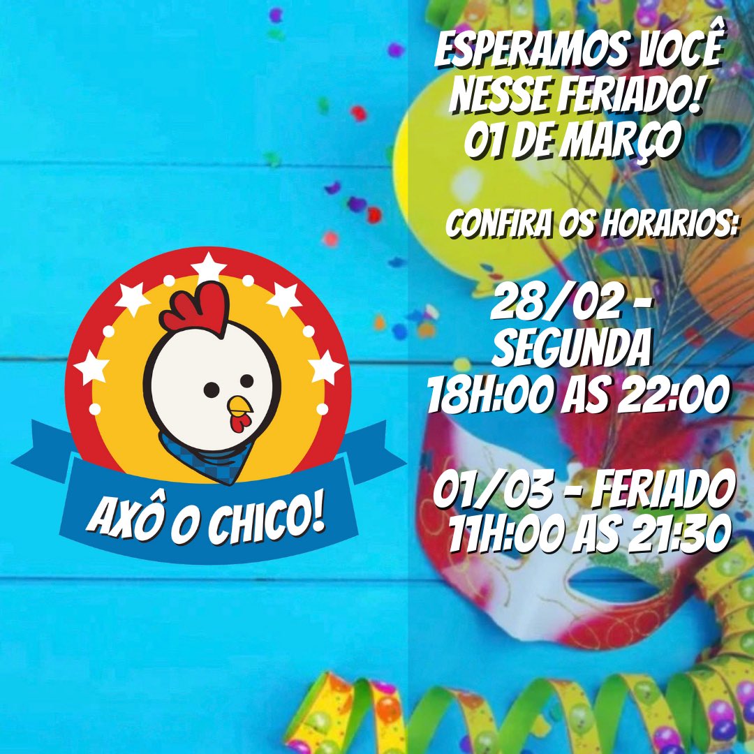 axoochico's tweet photo. Neste feriado, estaremos abertos em nosso horário regular. Aguardamos seu pedido no Axô o Chico, Disponível nas plataformas de delivery iFood e Rappi.
Sujeito a disponibilidade na sua região. 
#axoochico #essepe #saopaulo #carnaval #carnaval2022 #samba #beleza #festa #brazil https://t.co/9ME39EvLWP