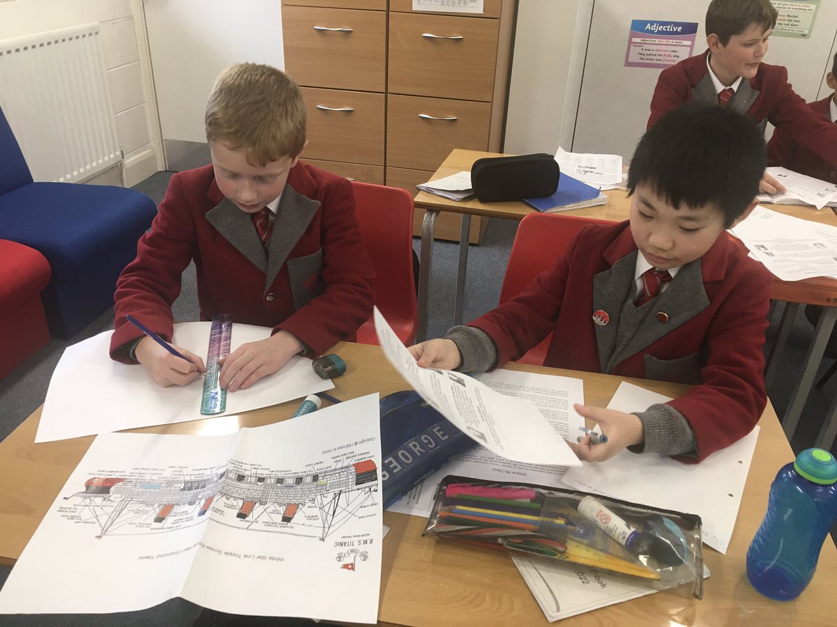 YateleyManorSch's tweet photo. Year 5 are loving their new ‘Titanic’ project in English and Drama. Here they are finding information to create promotional posters and using the ‘role on the wall’ technique to investigate characters on board. #yateleymanor #researchers #collaboration #firstclasswork https://t.co/keAmA2E9MU