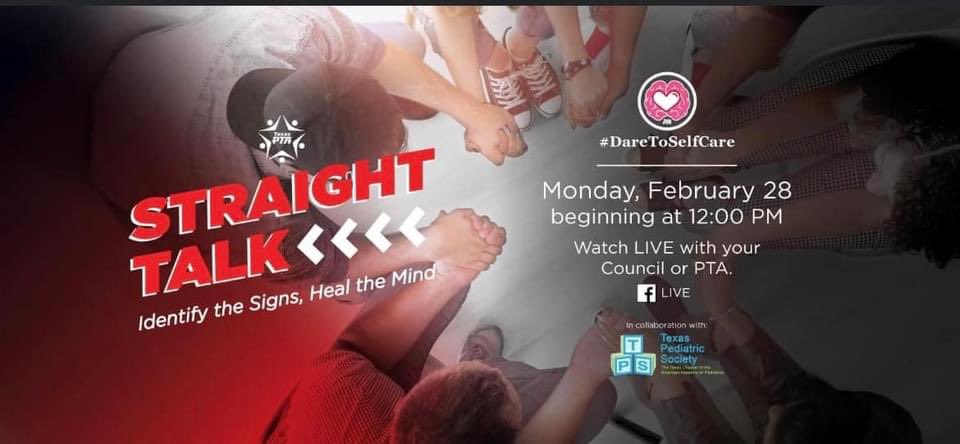 PtsaSvhs's tweet photo. Today is the day!!  Join us in the auditorium at SVHS at noon or watch anywhere you have Facebook access! If you are joining us live, lunch will be served beginning at 11:30 AM.  If you are not joining us, go to the Texas PTA Facebook page at noon to view the livestream! https://t.co/DfWVQGTbBH