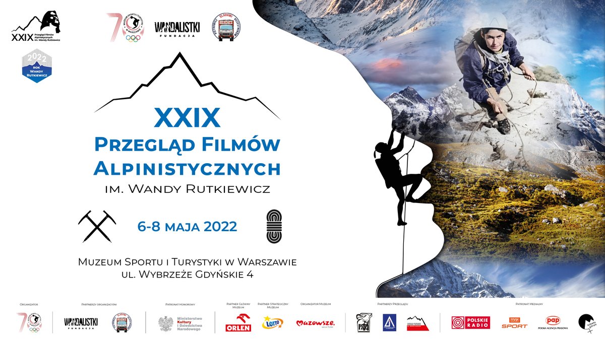29 Przegląd Filmów Alpinistycznych im. Wandy Rutkiewicz odbędzie się w dniach 6 – 8 maja 2022 roku i  tematycznie związany będzie z ogłoszonym przez Sejm RP 2022 rokiem Wandy Rutkiewicz.

Wszystkie szczegóły: ⬇️⬇️⬇️
taternik.org/aktualnosci/9-…