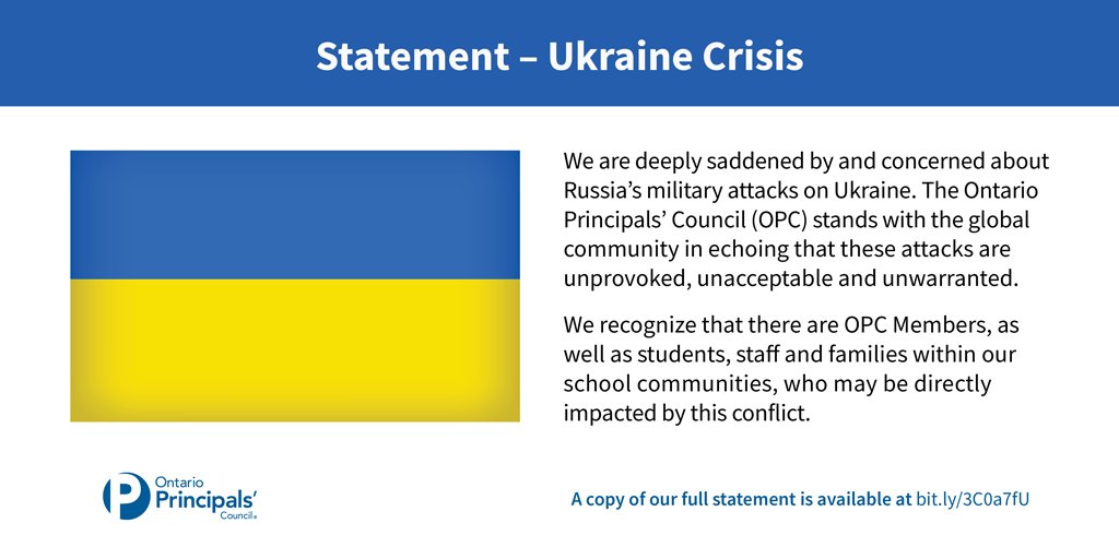 We are deeply saddened and concerned about Russia's military attacks on Ukraine. See our full statement: bit.ly/3C0a7fU #OPCLeadLearn