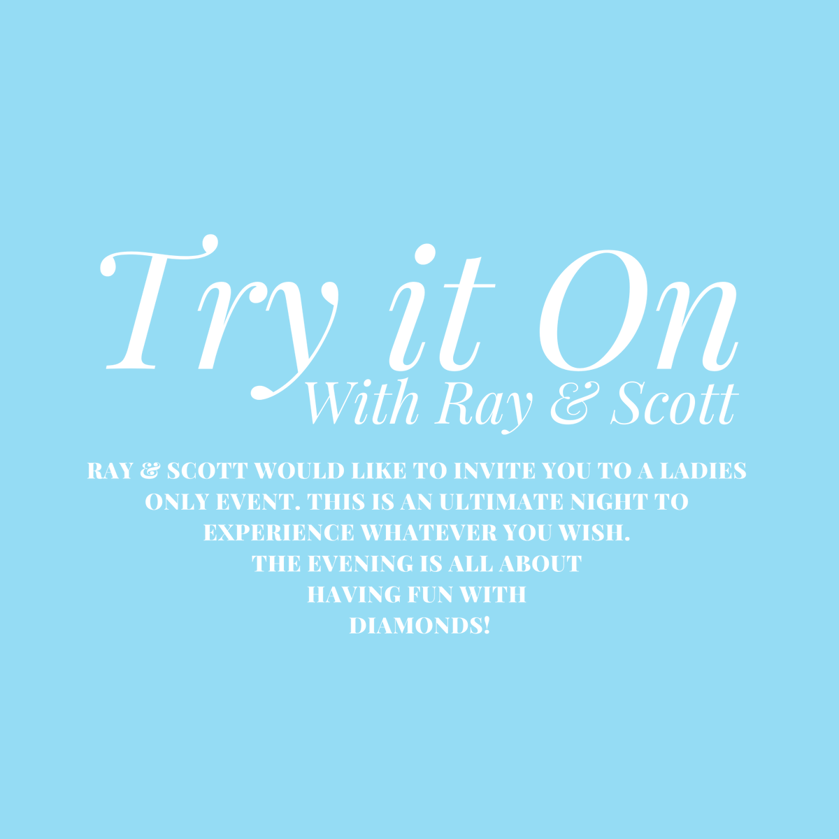 rayandscottltd's tweet photo. Ladies, fancy a night out? 
Want to have a lovely night and try on diamonds 💍💎? 
I mean who doesn’t‼️
Just for £10 you can have a lovely girly night with jewellery, champagne 🥂, canapés and a raffle, which is all included in the price 😍

RSVP 
email: events@rayandscott.com https://t.co/pndjJEAtk1