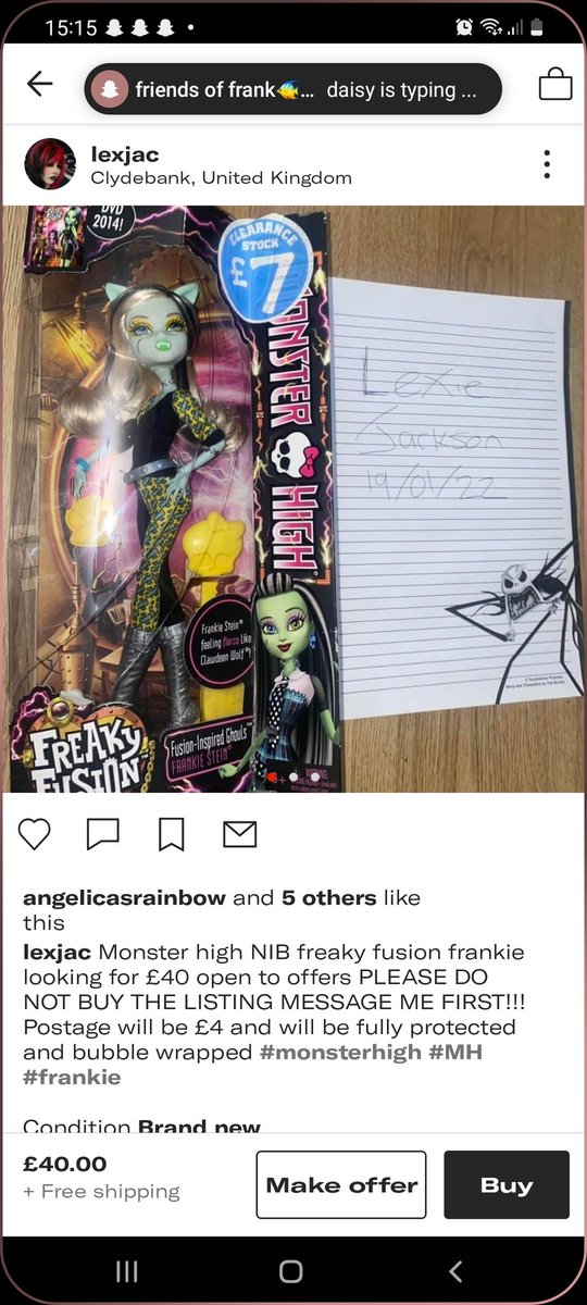 OGDollCollector's tweet photo. Brought on clearance for £7 and trying to sell for £40 hoenstly these people 😭😭🤣
#fyp #MonsterHigh #dollcollector #DollCollection #dolltwt #MonsterHighDoll #EverAfterHigh #MHDoll #RainbowHigh #shadowhigh https://t.co/kVE7ITd3vf