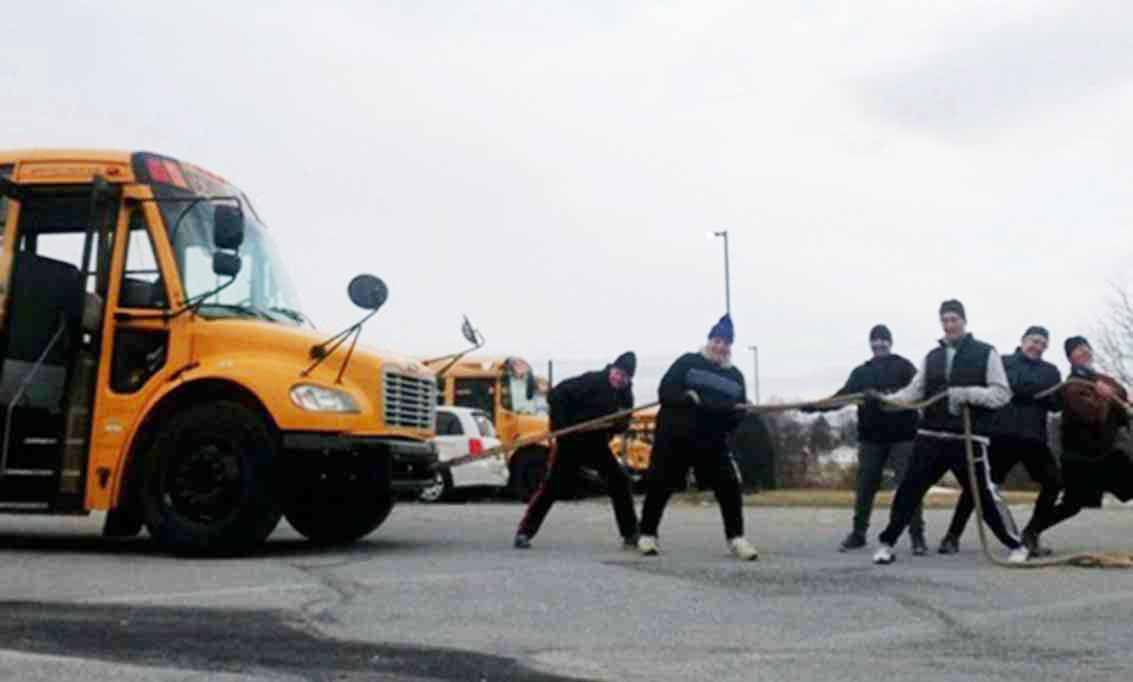 Badass workout pulling a school bus! #F3LehighValley #F3Nation