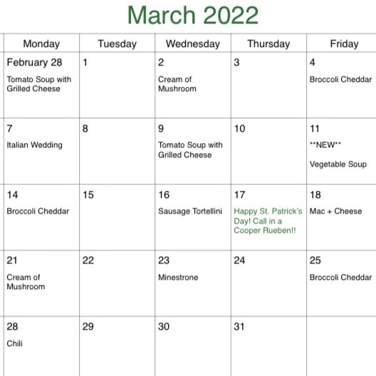 CooperDeli's tweet photo. March is here ☘️ https://t.co/TZ3dHrgXsb