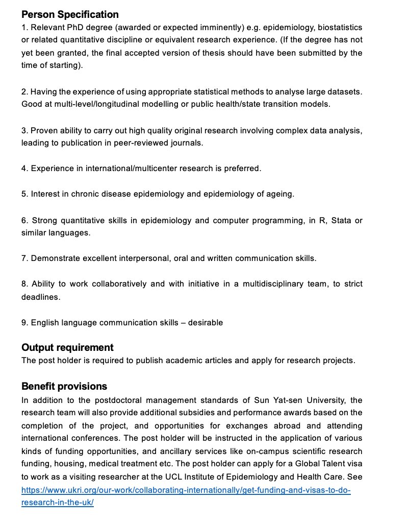 UKCHASCAP's tweet photo. UKCHASCAP is HIRING! We are seeking a skilled Senior Research Fellow in Epidemiology &amp; Modelling to work at Sun Yat-Sen University, with potential to work @UCL_IEHC. Please contact us for any queries. https://t.co/V4LOxfIplI