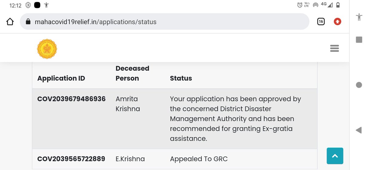 arunabk19's tweet photo. Dear Maharashtra CM,

I have applied for covid relief fund as I lost my father and younger sister to covid last year in April- May.
I filled the online portal it got approved but I don't have any update in this. Been 3 months now
@UdhavThackeray @CMOMaharashtra 
@AmhiDombivlikar https://t.co/Z2pEB8a9XG