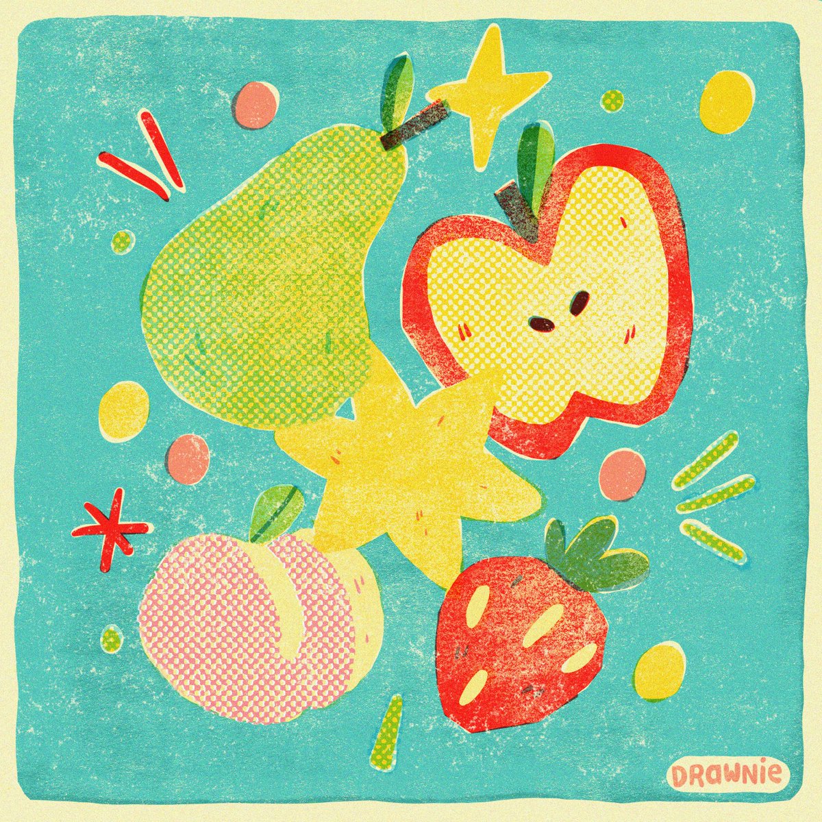 TheDrawnie's tweet photo. Tried out some things 🍎🍐🍑🍓⭐️ https://t.co/wfyXXi8mG4