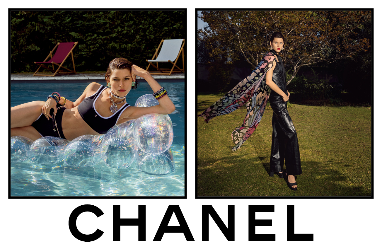 Chanel Spring Summer 2022 campaign ad photo shoot with Vivienne Rohner ( Model), Inez van Lamsweerde, V…