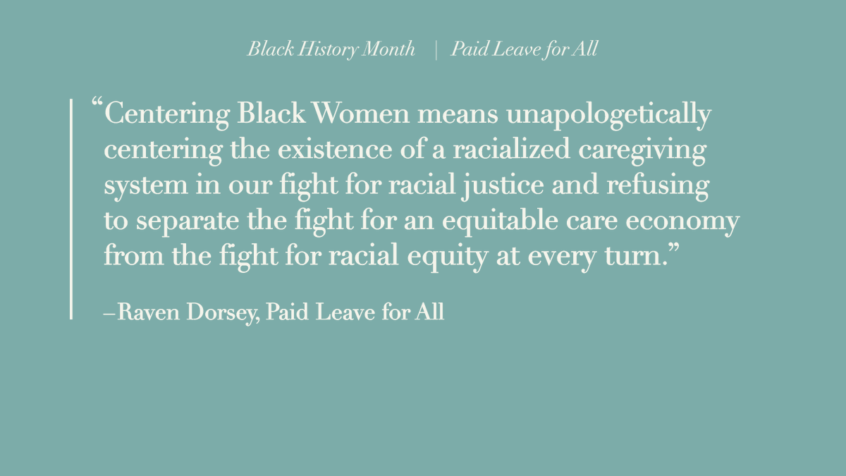 PaidLeaveforAll's tweet photo. “Centering Black women means unapologetically centering the existence of a racialized caregiving system in our fight for racial justice...refusing to separate the fight for an equitable care economy from the fight for racial equity at every turn.”

Say it again, @ravenmdorsey!🗣 https://t.co/QPDwyxVq4o