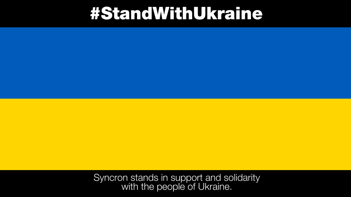 SyncronSCM's tweet photo. To the people of Ukraine: We stand in solidarity with you and condemn this attack on your beautiful country. Know that your courage is being heard and echoed across the world. A crime to freedom anywhere is a crime to freedom everywhere. We #standwithukraine. 🇺🇦 https://t.co/qHA4nzuOrm
