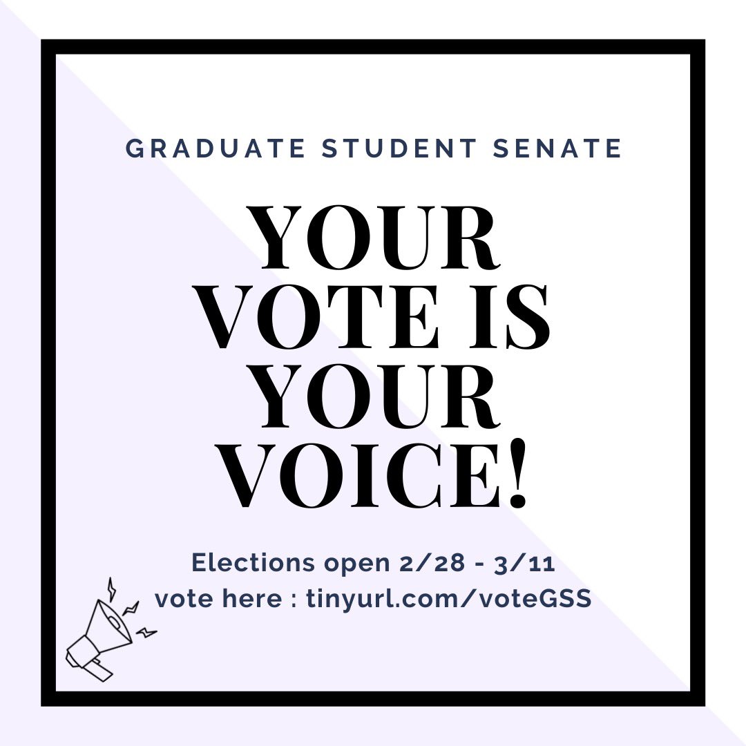 UNH_GSS's tweet photo. GSS election for 22-23 AY is now underway!
link: https://t.co/LO6CQcctQi 
Grads can vote once via log-in. Election open until 9 PM 3/11/22.
Elected positions carry 1-year term. Vote for Executive Committee, college senator(s), international student and or housing senator(s). https://t.co/JcYooP0aIN