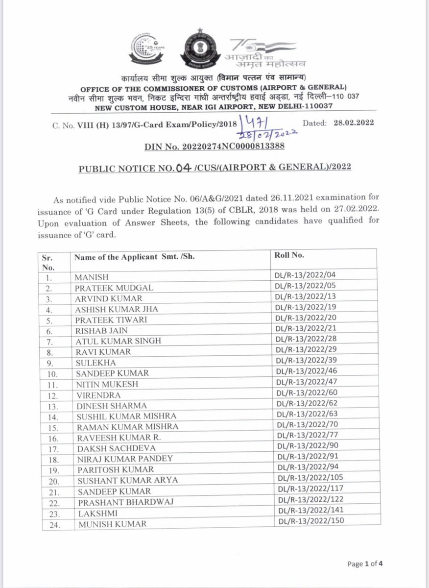 AirportGenCus's tweet photo. G-Card Exam under Regulation 13(5) of CBLR-2018 for existing &amp; valid H-card holders registered under Delhi Zone was held on 27.02.2022 and its result has been declared today (within 24 hrs)
A total of 1034 candidates appeared in the said exam out of which 136 have qualified. https://t.co/WKUewUvU9j