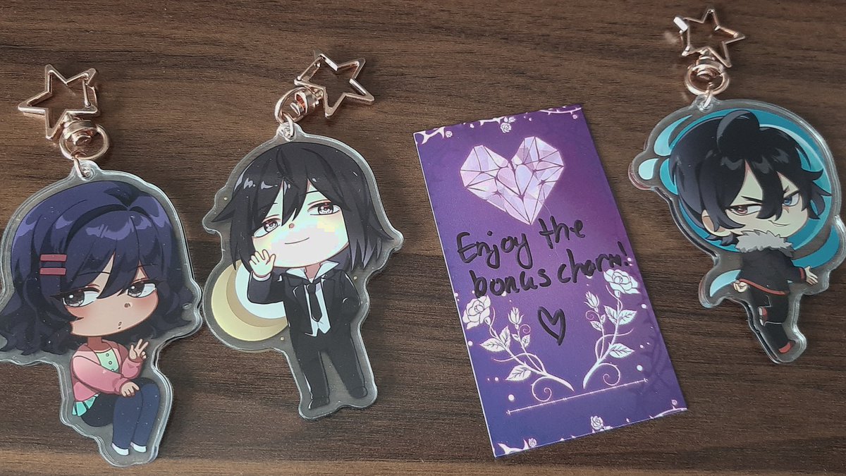 Chibi charms of Xani, Jasper and Inigo from Heart Fragment