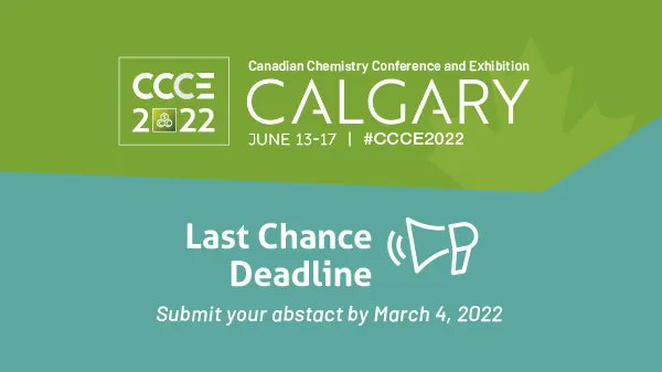 CIC_ChemInst's tweet photo. 📢 🎴 A friendly reminder that abstract submission for #CCCE2022 closes this week! Get your submissions in by the deadline: March 4, 2022 at 11:59 PM (ET). https://t.co/Ry8VHjBd5S https://t.co/sdtrYZWTvQ