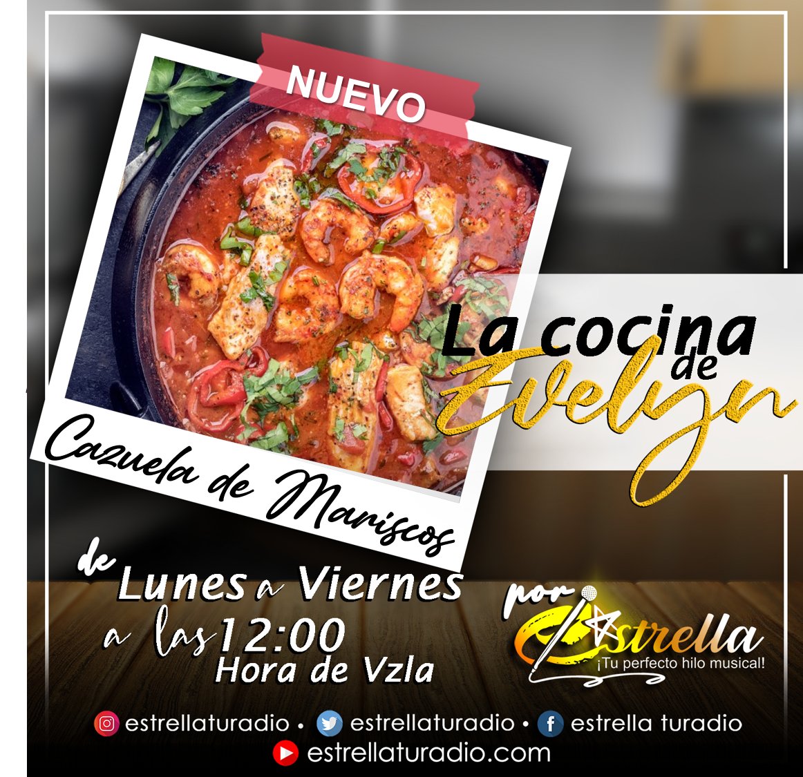 TuMundoEstrella's tweet photo. Te has atrevido alguna vez a preparar una Rica
CAZUELA DE MARISCOS
Solo Tienes que Escuchar y Listo !!!
LA COCINA DE EVELYN 🍤🍲🍅
Lunes (12:00m. hora 🇻🇪)
Conéctate a través de Nuestra Página Web
⭐  https://t.co/xhb9wi0LrM  ⭐
 y Dale #Play a #TuPerfectoHiloMusical https://t.co/mCh3BvSXwQ